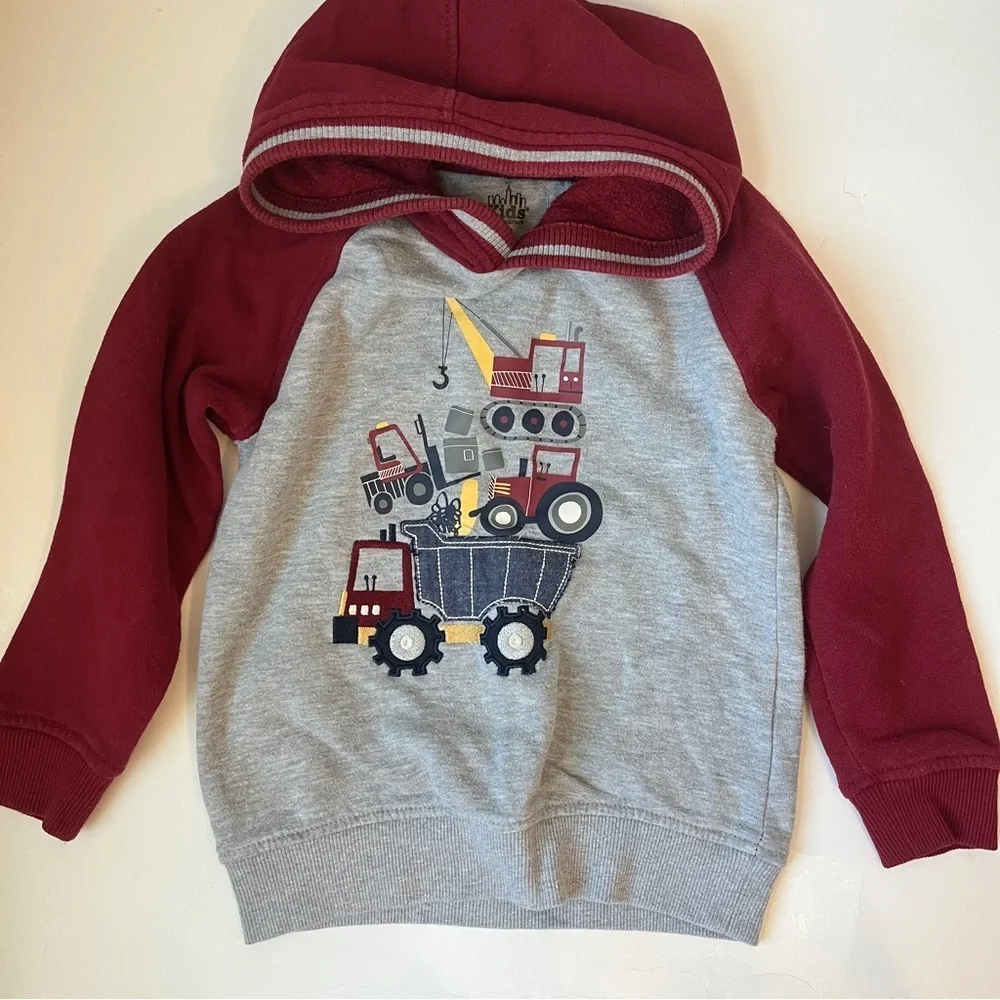 The Children's Place Maroon and Gray Construction Hoodie Set